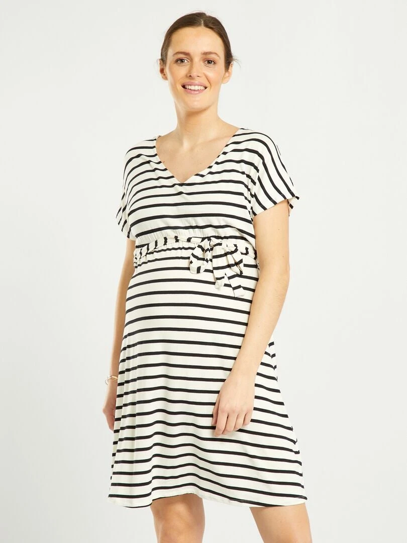 Vestido Premamá Con Cuello De Pico - BLANCO 4 Vestido Premamá Con Cuello De Pico - BLANCO - Imagen 2