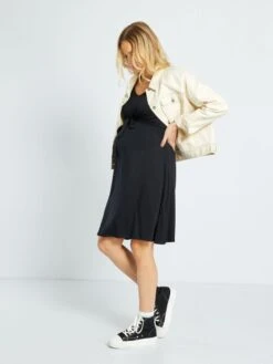 Vestido Premamá Con Cuello De Pico - Negro -TrendyModa Ventas vestido premama con cuello de pico negro zq432 4 frb2