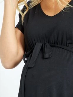 Vestido Premamá Con Cuello De Pico - Negro -TrendyModa Ventas vestido premama con cuello de pico negro zq432 4 frb5