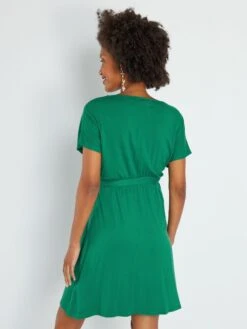 Vestido Premamá Con Cuello De Pico - VERDE -TrendyModa Ventas vestido premama con cuello de pico verde zq432 5 frb4