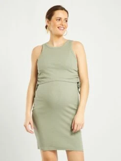 Vestido Premamá Con Manga Americana - Gris