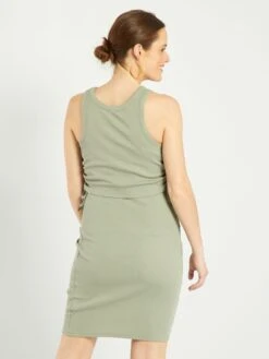 Vestido Premamá Con Manga Americana - Gris -TrendyModa Ventas vestido premama con manga americana gris ael06 2 frb4