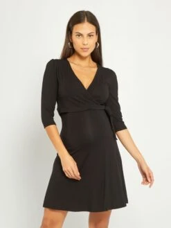 Vestido Premamá Cruzado - Negro -TrendyModa Ventas vestido premama cruzado negro zd533 4 frb2