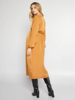 Vestido Premamá Largo Y Satinado - MARRON 8 Vestido Premamá Largo Y Satinado - MARRON -TrendyModa Ventas vestido premama largo y satinado marron ajt62 3 frb3