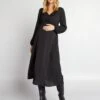 Vestido Premamá Largo Y Satinado - Negro -TrendyModa Ventas vestido premama largo y satinado negro ajt62 2 frb1