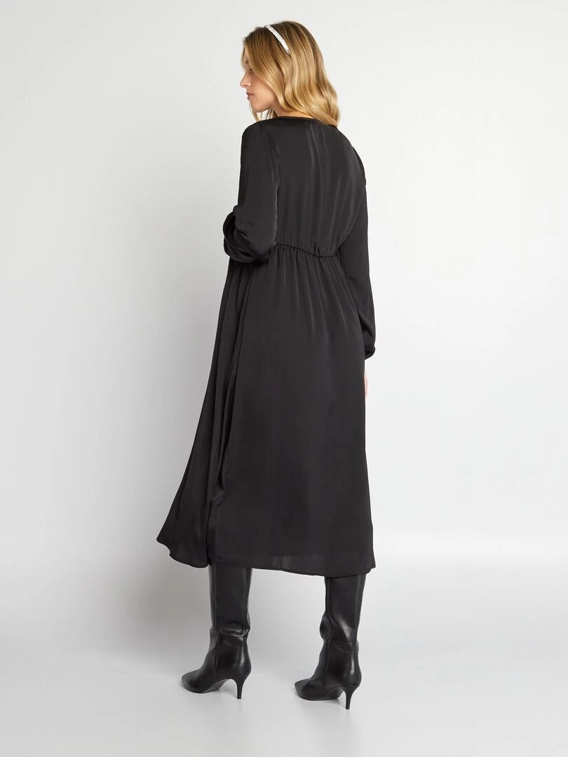 Vestido Premamá Largo Y Satinado - Negro 5 Vestido Premamá Largo Y Satinado - Negro - Imagen 3