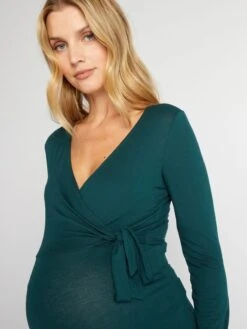 Vestido Premamá Midi De Punto - VERDE -TrendyModa Ventas vestido premama midi de punto verde ajt60 2 frb3
