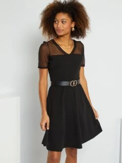 Vestido Skater - Negro -TrendyModa Ventas vestido skater negro yb590 1 frb2