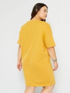 Vestido Tipo Camiseta De Punto - AMARILLO -TrendyModa Ventas vestido tipo camiseta de punto amarillo zm767 1 frb4