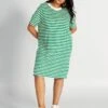 Vestido Tipo Camiseta De Rayas De Manga Corta - VERDE 2 Vestido Tipo Camiseta De Rayas De Manga Corta - VERDE -TrendyModa Ventas vestido tipo camiseta de rayas de manga corta verde ael58 1 frb1
