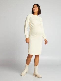 Vestido Tipo Camiseta De Tejido Suave - Beige