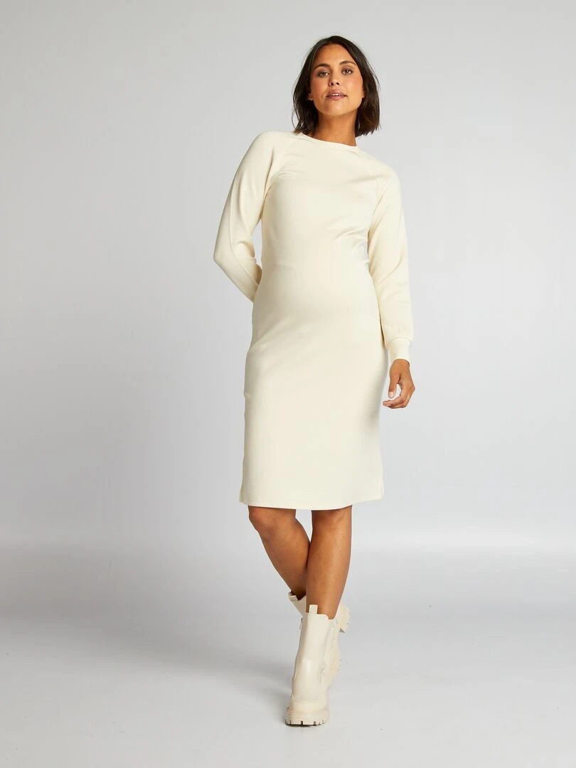 Vestido Tipo Camiseta De Tejido Suave - Beige 6 Vestido Tipo Camiseta De Tejido Suave - Beige - Imagen 4