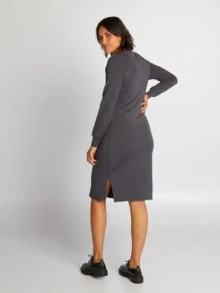 Vestido Tipo Camiseta De Tejido Suave - Gris Oscuro -TrendyModa Ventas vestido tipo camiseta de tejido suave gris oscuro aju16 2 frb3