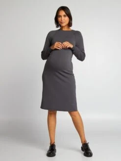 Vestido Tipo Camiseta De Tejido Suave - Gris Oscuro -TrendyModa Ventas vestido tipo camiseta de tejido suave gris oscuro aju16 2 frb4