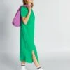 Vestido Tipo Camiseta Midi De Punto - Verde -TrendyModa Ventas vestido tipo camiseta midi de punto verde aem34 2 frb1