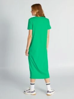 Vestido Tipo Camiseta Midi De Punto - Verde -TrendyModa Ventas vestido tipo camiseta midi de punto verde aem34 2 frb4