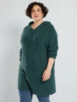 Vestido Tipo Jersey Con Capucha - VERDE