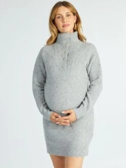 Vestido Tipo Jersey Con Cuello De Cremallera - GRIS -TrendyModa Ventas vestido tipo jersey con cuello de cremallera gris ajt44 5 frb3