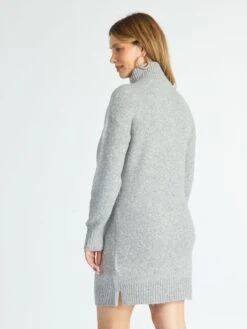 Vestido Tipo Jersey Con Cuello De Cremallera - GRIS -TrendyModa Ventas vestido tipo jersey con cuello de cremallera gris ajt44 5 frb4