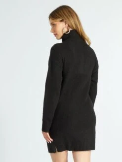 Vestido Tipo Jersey Con Cuello De Cremallera - Negro -TrendyModa Ventas vestido tipo jersey con cuello de cremallera negro ajt44 2 frb4