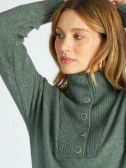 Vestido Tipo Jersey Con Cuello De Cremallera - Verde Gris -TrendyModa Ventas vestido tipo jersey con cuello de cremallera verde gris ajt44 3 frb3