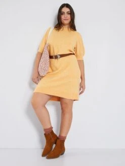 Vestido Tipo Jersey Corto 'Vero Moda Curve' - AMARILLO