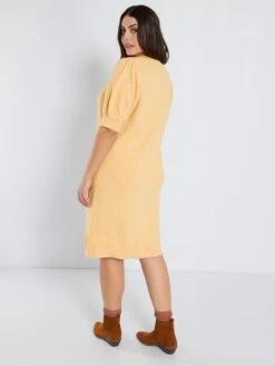 Vestido Tipo Jersey Corto 'Vero Moda Curve' - AMARILLO -TrendyModa Ventas vestido tipo jersey corto vero moda curve amarillo amd78 1 frb3