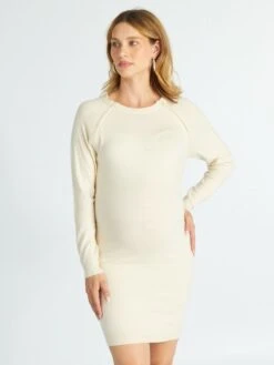 Vestido Tipo Jersey De Lactancia - BEIGE -TrendyModa Ventas vestido tipo jersey de lactancia beige ajt46 1 frb5