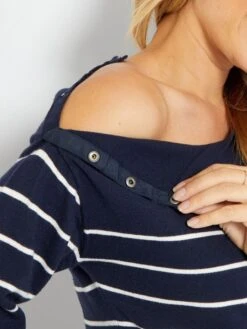 Vestido Tipo Jersey De Lactancia De Punto Suave - AZUL -TrendyModa Ventas vestido tipo jersey de lactancia de punto suave azul zg811 1 frb2