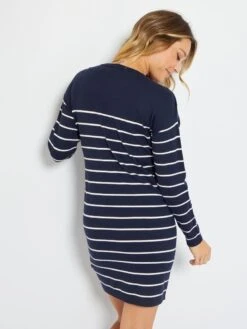 Vestido Tipo Jersey De Lactancia De Punto Suave - AZUL -TrendyModa Ventas vestido tipo jersey de lactancia de punto suave azul zg811 1 frb4