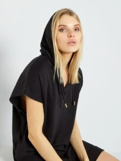 Vestido Tipo Sudadera De Felpa - Negro -TrendyModa Ventas vestido tipo sudadera de felpa negro zn768 3 frb3