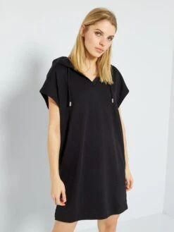 Vestido Tipo Sudadera De Felpa - Negro -TrendyModa Ventas vestido tipo sudadera de felpa negro zn768 3 frb4