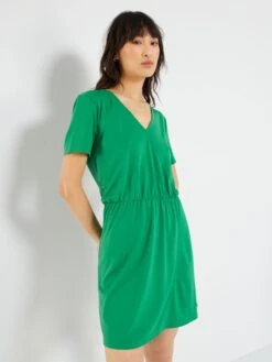 Vestido Vaporoso De Manga Corta - Verde -TrendyModa Ventas vestido vaporoso de manga corta verde zo678 3 frb2