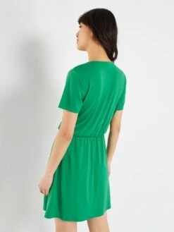Vestido Vaporoso De Manga Corta - Verde -TrendyModa Ventas vestido vaporoso de manga corta verde zo678 3 frb3