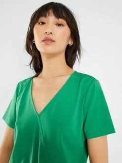 Vestido Vaporoso De Manga Corta - Verde -TrendyModa Ventas vestido vaporoso de manga corta verde zo678 3 frb4