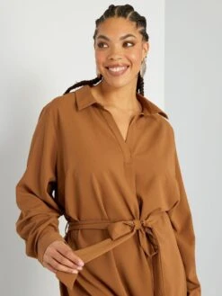 Vestido Vaporoso 'Only' - Camello -TrendyModa Ventas vestido vaporoso only camello zm900 2 frb3