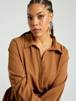 Vestido Vaporoso 'Only' - Camello -TrendyModa Ventas vestido vaporoso only camello zm900 2 frb5