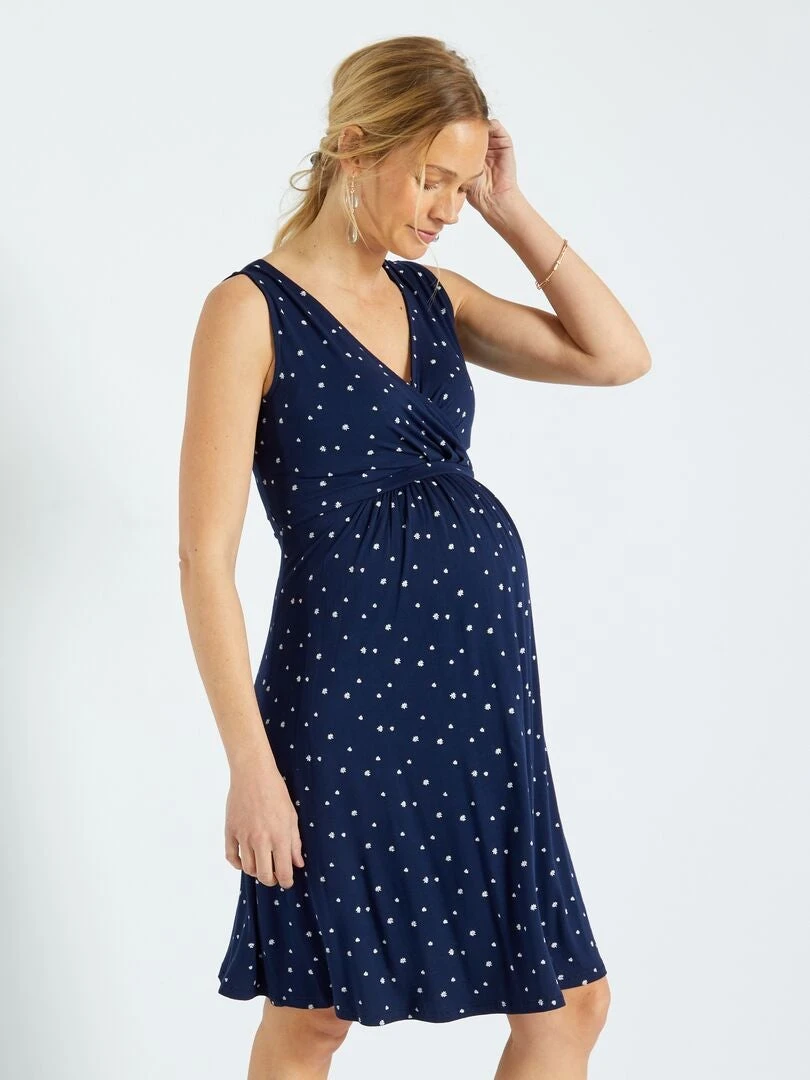 Vestido Vaporoso Premamá - AZUL 3 Vestido Vaporoso Premamá - AZUL