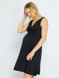 Vestido Vaporoso Premamá - Negro -TrendyModa Ventas vestido vaporoso premama negro zr549 3 frb4